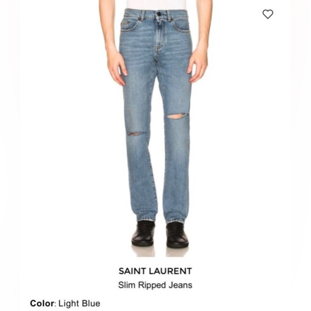 Saint Laurent Paris Ripped Light Blue Jeans